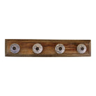 4 Single Ceramic Ivory Coat Hooks On Wooden Base - Price Crash Furniture