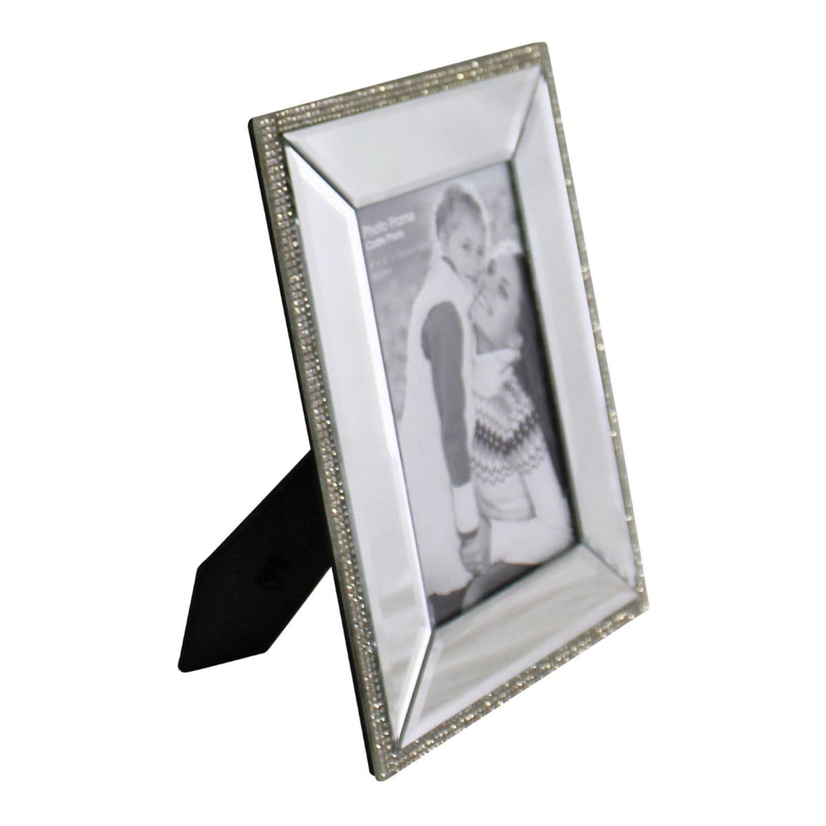 4 x 6 Mirrored Freestanding Photo Frame With Crystal Detail - Price Crash Furniture