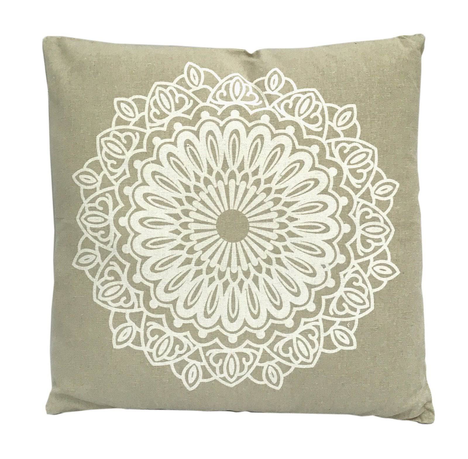 40.5x40.5cm Mandala Cushion in Stone - Price Crash Furniture