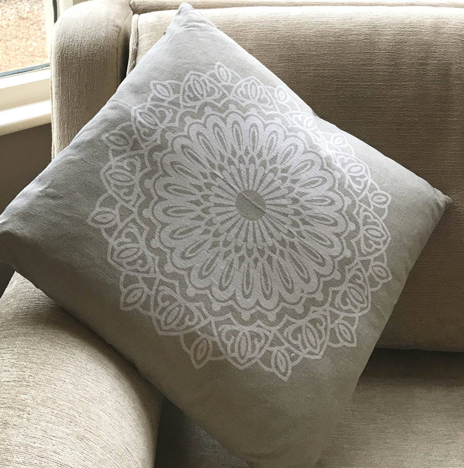 40.5x40.5cm Mandala Cushion in Stone - Price Crash Furniture