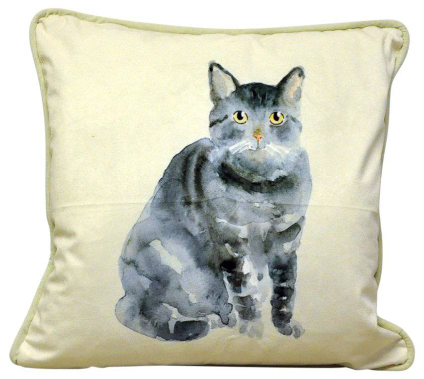 45x45cm Tabby Cat Design Cushion - Price Crash Furniture