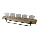 5 Piece Glass, Wood & Metal Tealight Holder - Price Crash Furniture