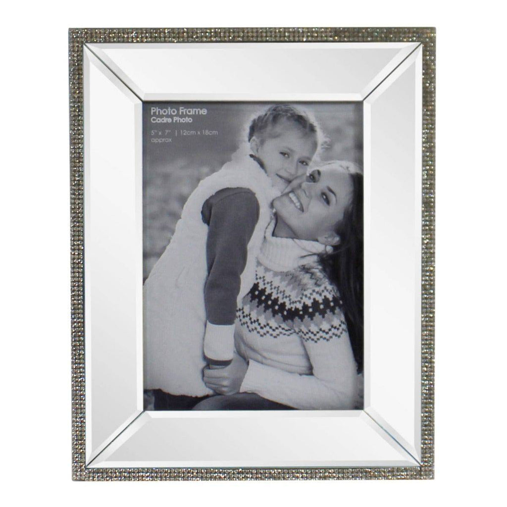 5 x 7 Mirrored Freestanding Photo Frame With Crystal Detail - Price Crash Furniture