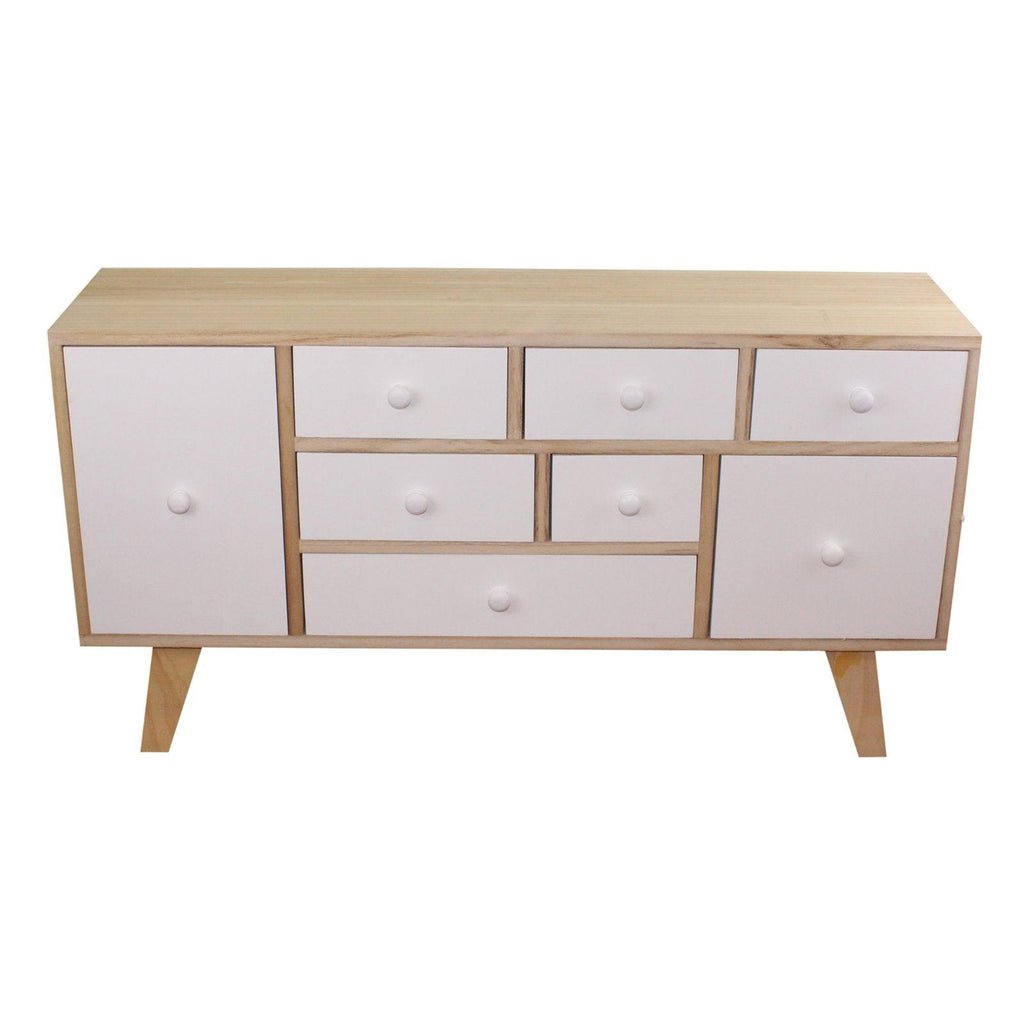 8 Drawer White & Wooden Storage Unit - Price Crash Furniture