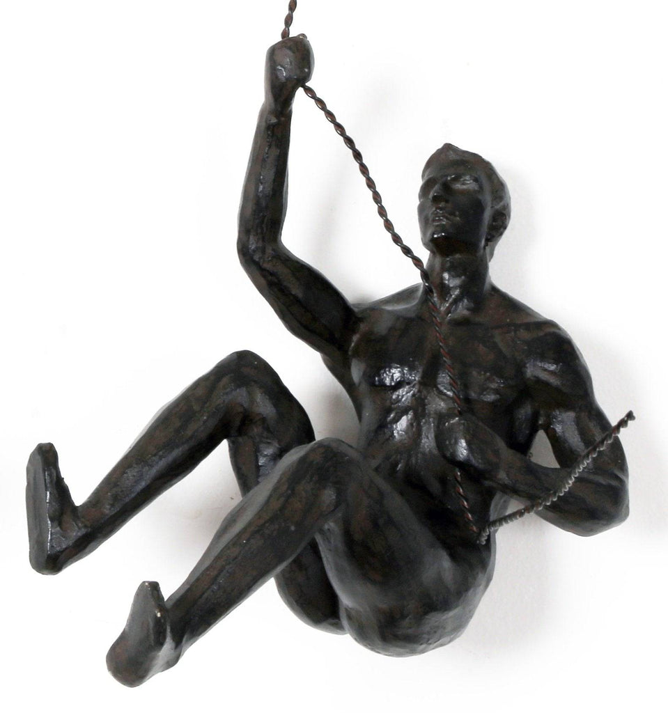 Abseiling Man Looking Up Ornament Black - Price Crash Furniture