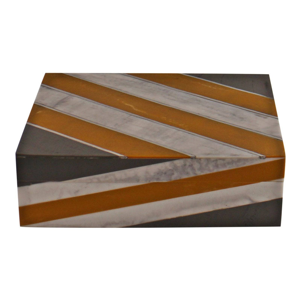 Abstract Design Resin Large Trinket Box, Design 1, Diagonal Stripes - Price Crash Furniture