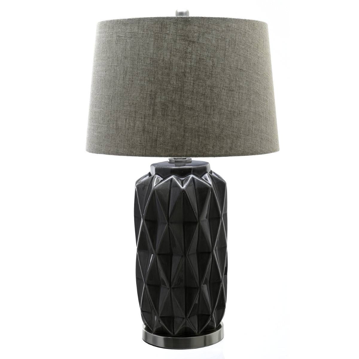 Acantho Grey Ceramic Lamp With Linen Shade - Price Crash Furniture