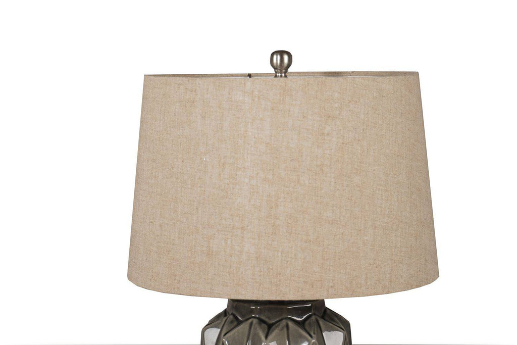 Acantho Grey Ceramic Lamp With Linen Shade - Price Crash Furniture