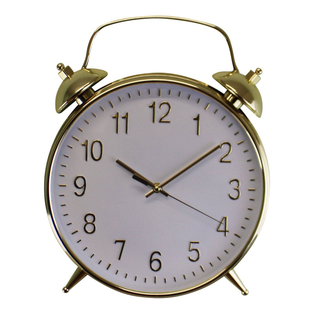 Alarm Style Gold & White Wall Clock - Price Crash Furniture