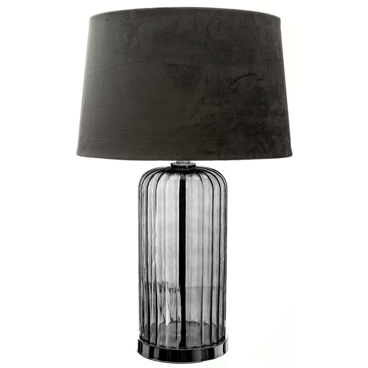 Alberta Metallic Glass Lamp With Velvet Shade - Price Crash Furniture