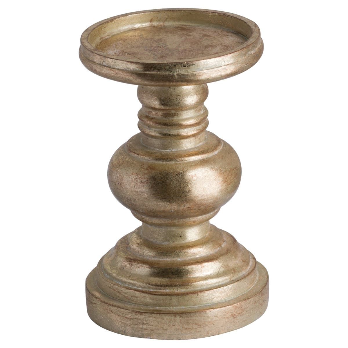 Antique Brass Effect Squat Candle Holder - Price Crash Furniture