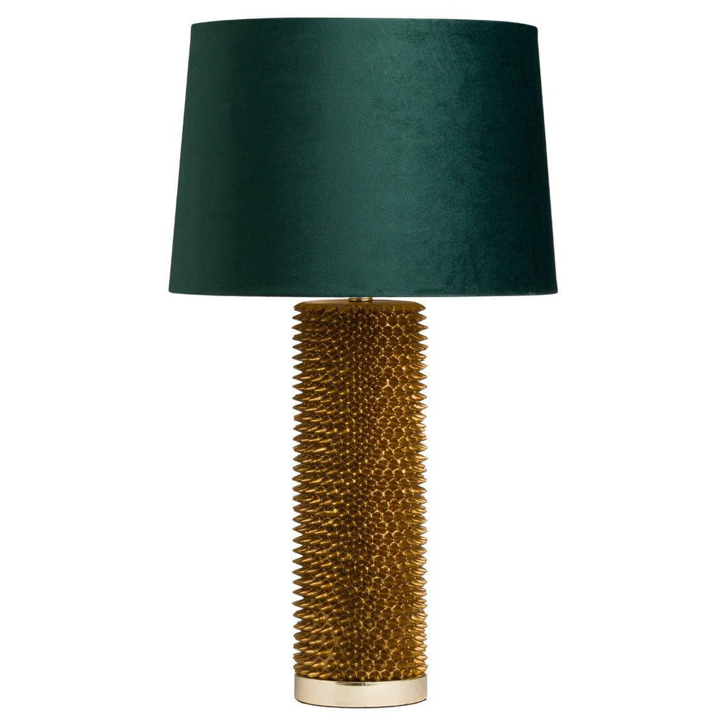 Antique Gold Acantho Table Lamp With Emerald Velvet Shade - Price Crash Furniture