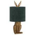 Antique Gold Hare Table Lamp With Green Velvet Shade - Price Crash Furniture