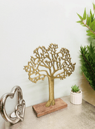 Antique Gold Tree On Wooded Base 27cm - Price Crash Furniture