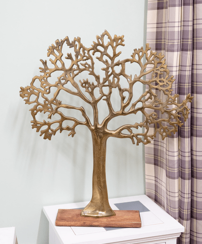 Antique Gold Tree On Wooden Base 62cm - Price Crash Furniture