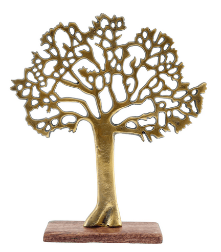 Antique Gold Tree On Wooden Base Medium - Price Crash Furniture