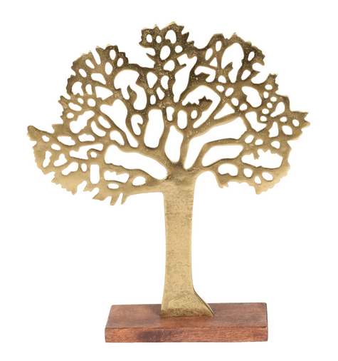 Antique Gold Tree On Wooden Base Medium - Price Crash Furniture