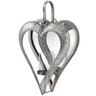 Antique Silver Heart Mirrored Tealight Holder in Small - Price Crash Furniture