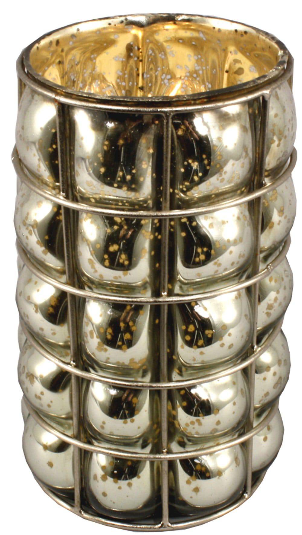 Antiqued Silvered Small  Blown Glass Pillar Vase - Price Crash Furniture