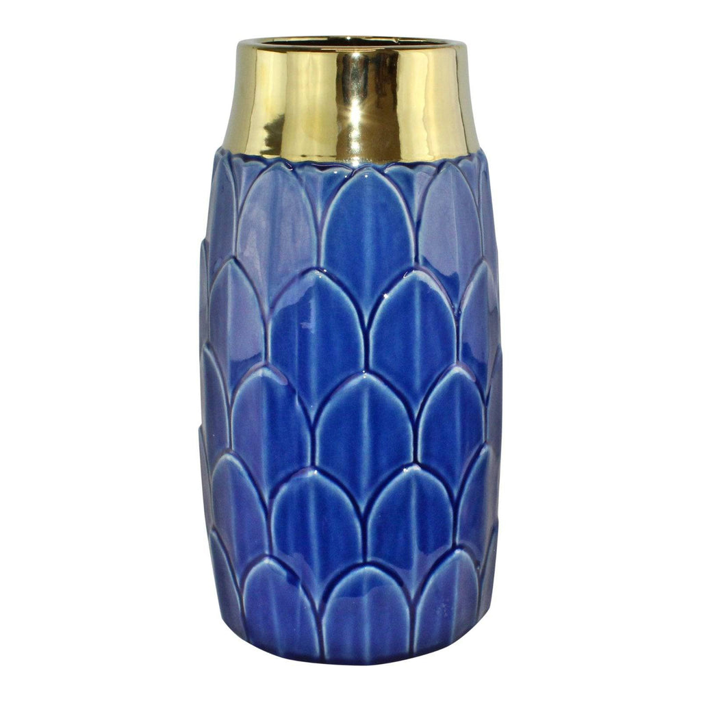 Art Deco Vase - Large - Blue 30cm - Price Crash Furniture
