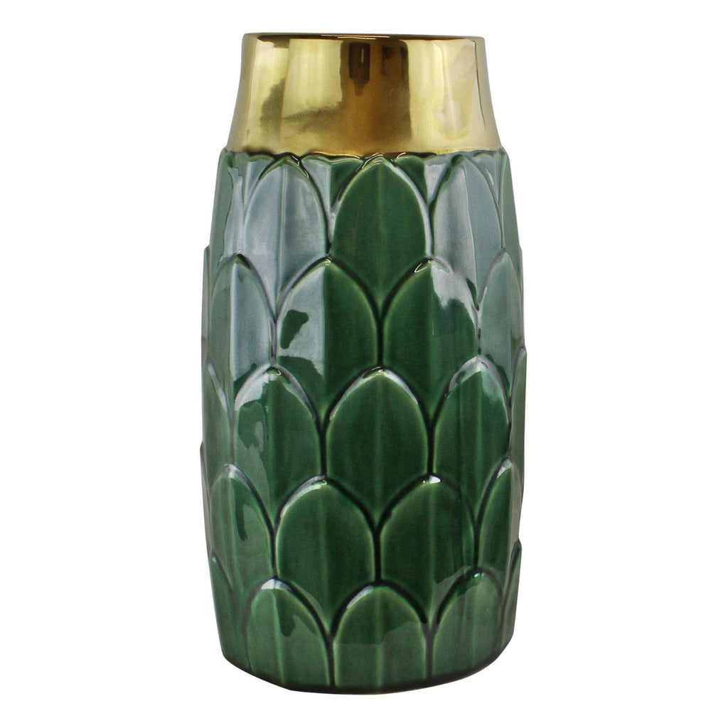 Art Deco Vase - Large - Green 30cm - Price Crash Furniture