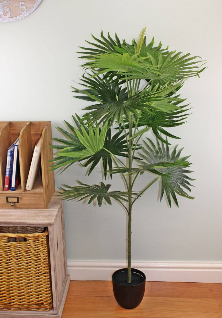 Artificial Fan Palm Tree 140cm with 14 leaves, Washingtonia Palm - Price Crash Furniture