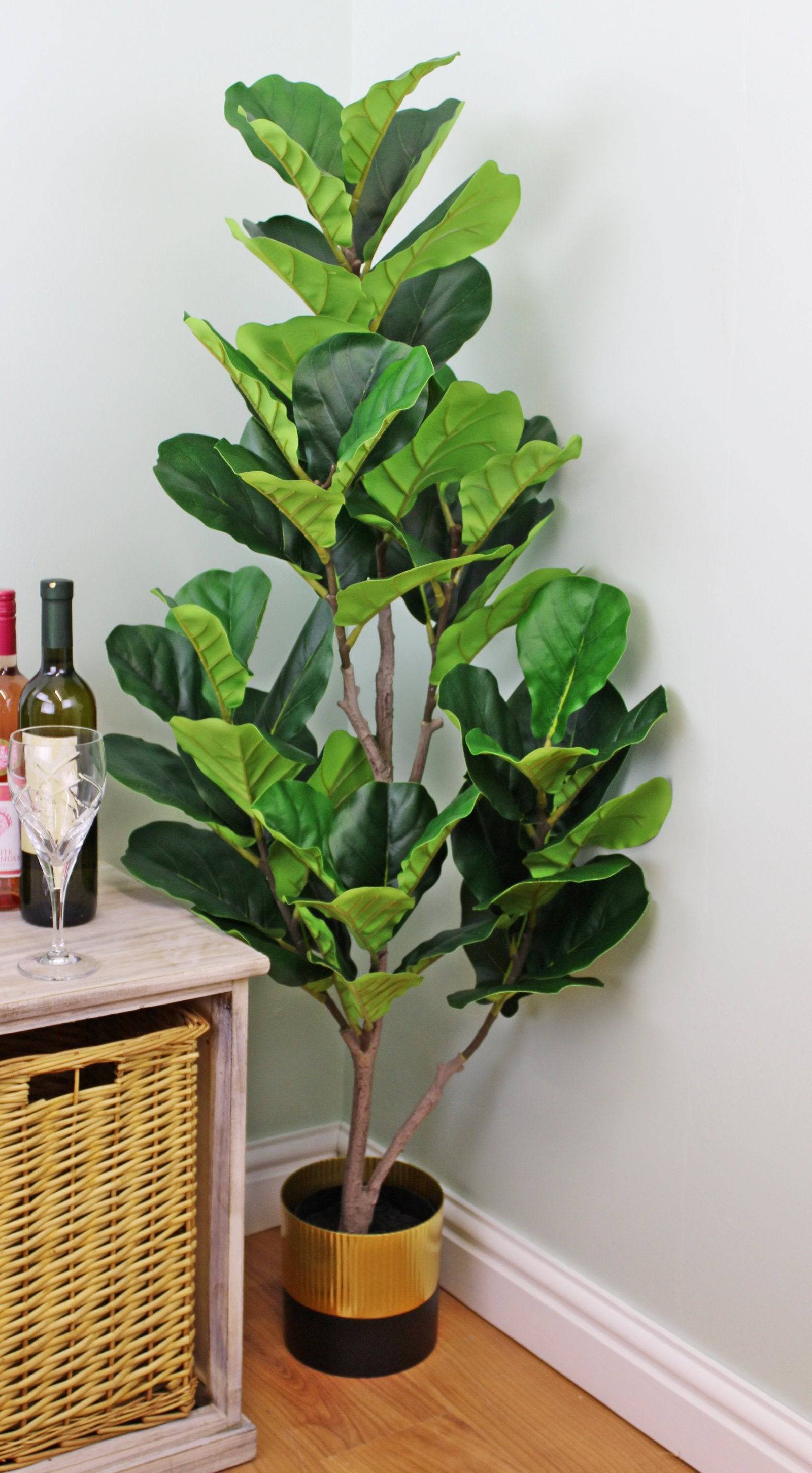 Artificial Fiddle Leaf Fig Tree 130cm, Ficus lyrata - Price Crash Furniture