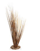 Artificial Grasses In A White Pot With White Feathers - 50cm - Price Crash Furniture