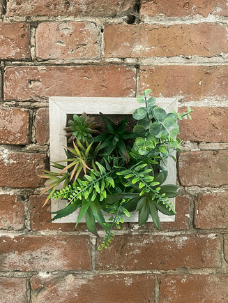 Artificial Succulents In Square Wooden Frame - Price Crash Furniture