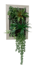 Artificial Succulents In Wooden Frame - Price Crash Furniture