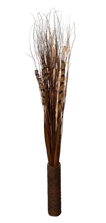 Assorted Leaves & Grasses In A Woven Brown Pot 150cm - Price Crash Furniture