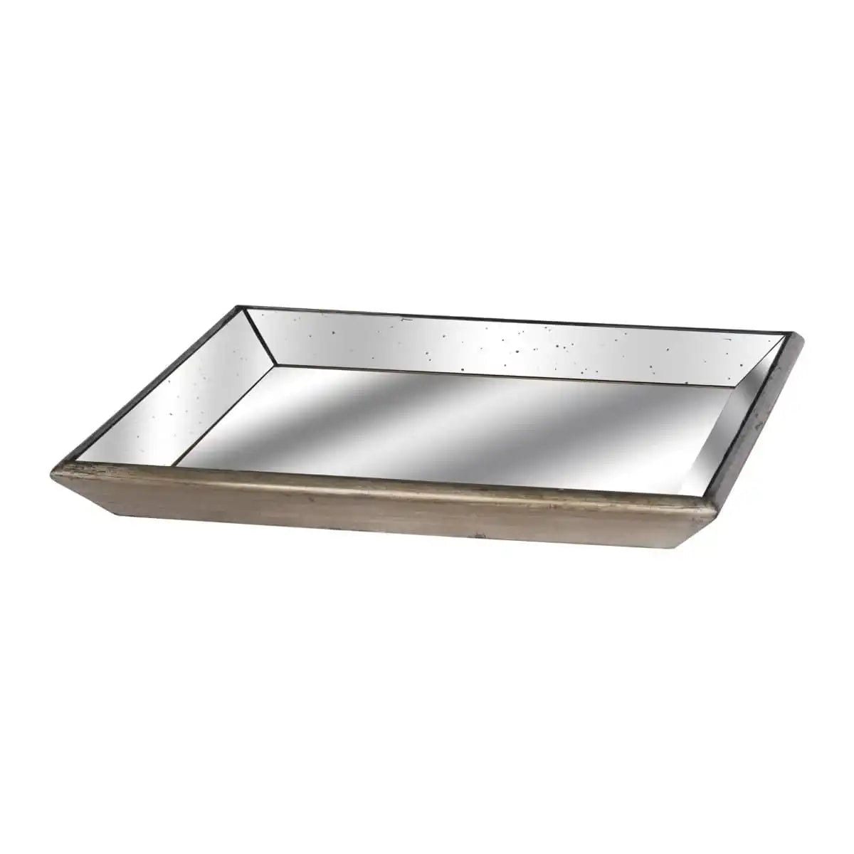 Astor Distressed Mirrored Square Tray Wooden Detailing Large - Price Crash Furniture