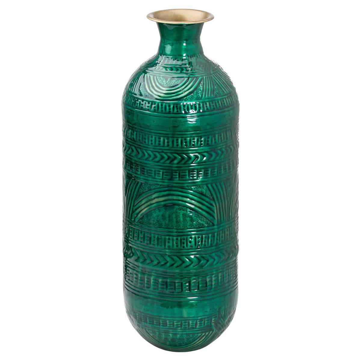 Aztec Collection Brass Embossed Ceramic Dipped Lebes Vase - Price Crash Furniture