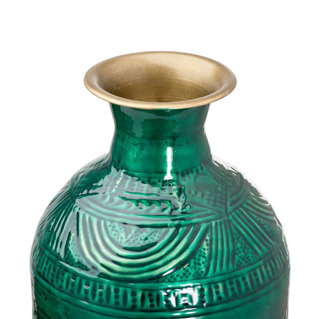 Aztec Collection Brass Embossed Ceramic Dipped Lebes Vase - Price Crash Furniture