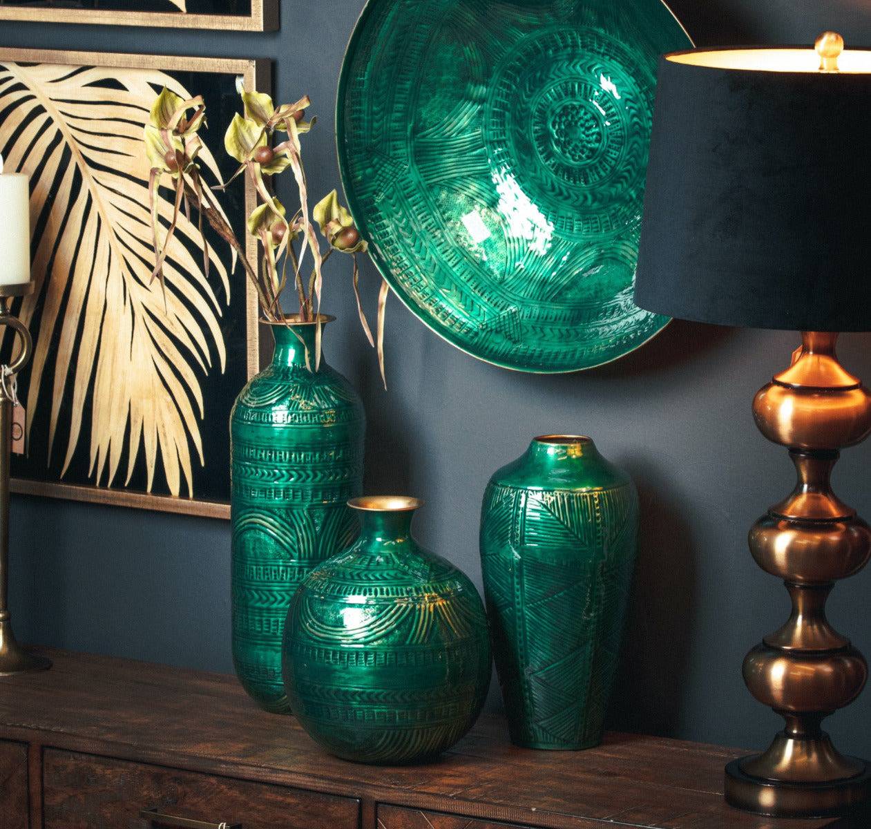 Aztec Collection Brass Embossed ceramic Dipped Side Table - Price Crash Furniture
