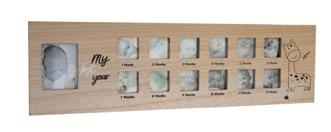 Baby 1st Year Wooden Photo Frame with Giraffe - Price Crash Furniture