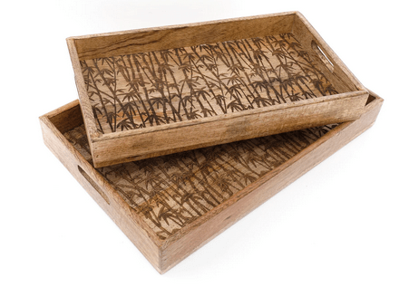 Bamboo Wooden Trays Set of Two - Price Crash Furniture