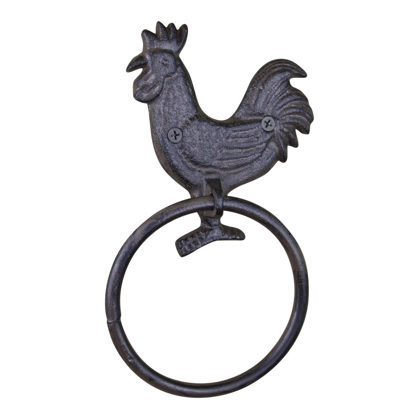 Bathroom Accessory - Cast Iron Rustic Towel Ring, Chicken - Price Crash Furniture