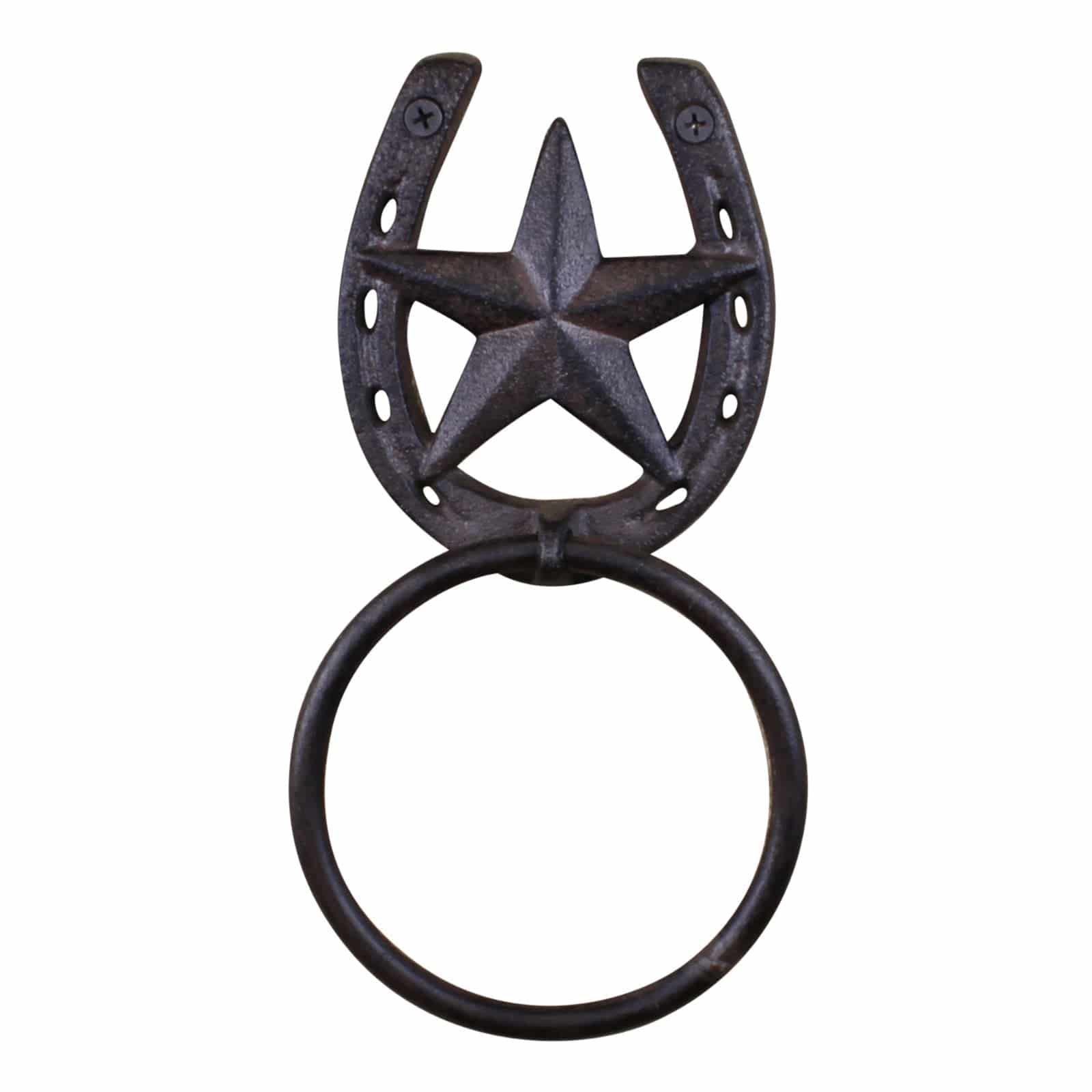 Bathroom Accessory - Cast Iron Rustic Towel Ring, Horseshoe - Price Crash Furniture