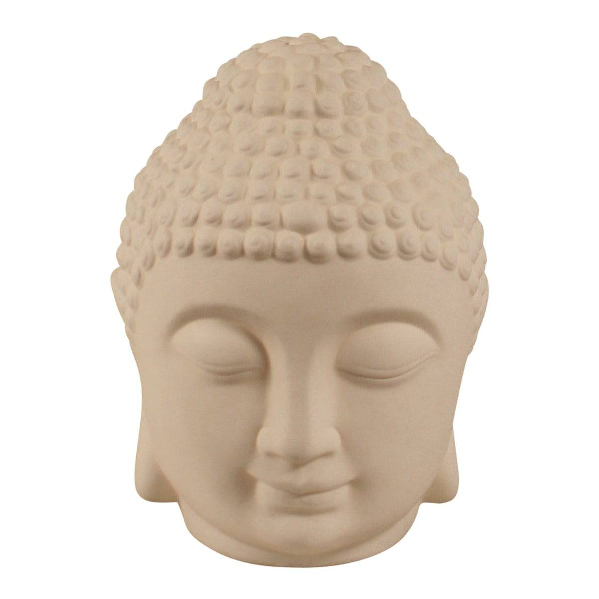 Battery Operated LED Lamp, White Buddha Head, 20cm. - Price Crash Furniture