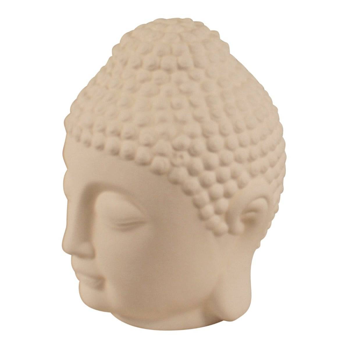 Battery Operated LED Lamp, White Buddha Head, 20cm. - Price Crash Furniture