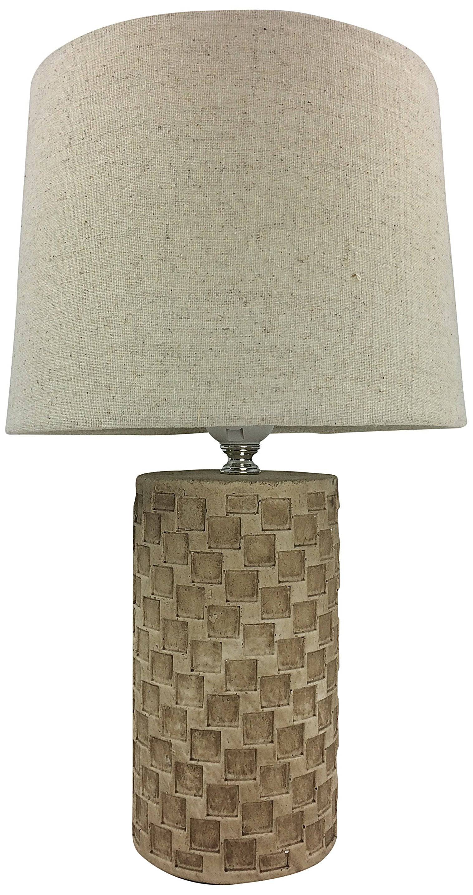 Beige Tile Lamp and Shade 38cm - Price Crash Furniture