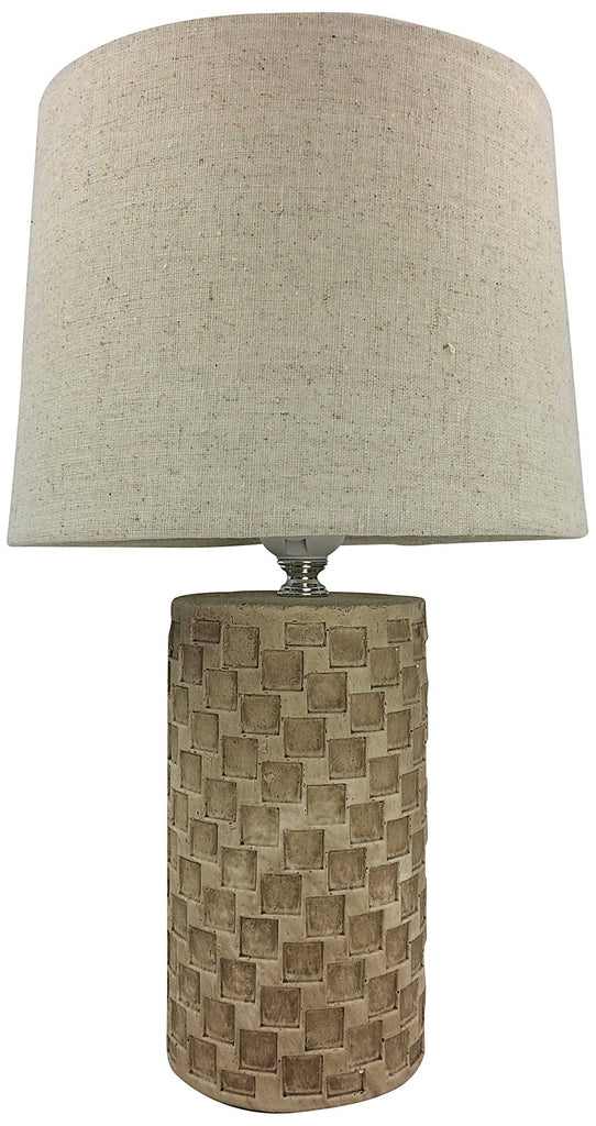 Beige Tile Lamp and Shade 38cm - Price Crash Furniture