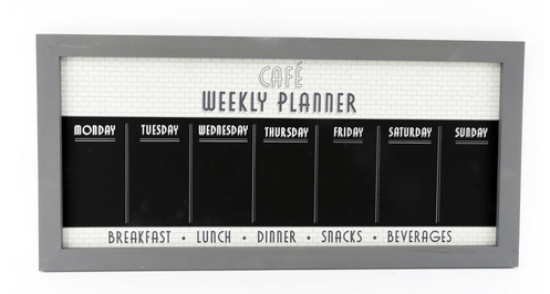 Bistro Cafe Wooden Grey Chalkboard Week Planner 67cm - Price Crash Furniture