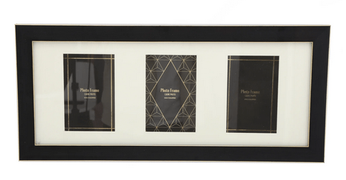 Black And Gold Triple Photo Frame 4x6" - Price Crash Furniture