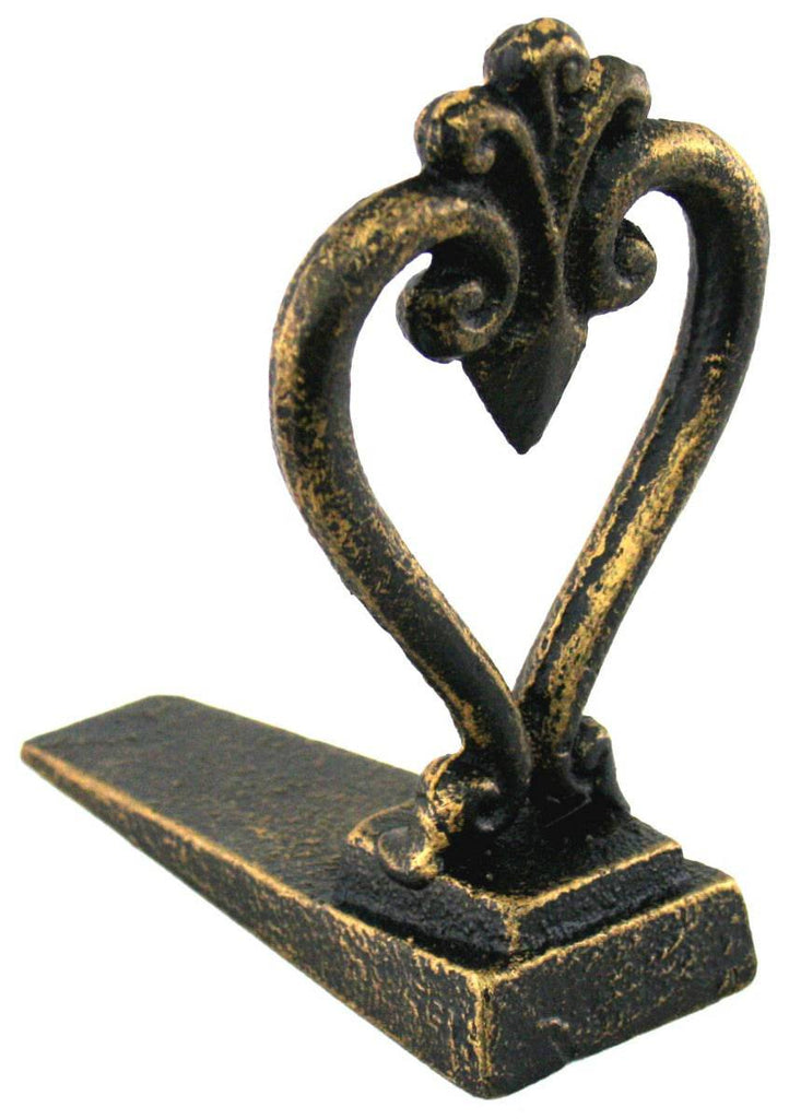 Black & Gold Metal Door Wedge With Heart Design - Price Crash Furniture
