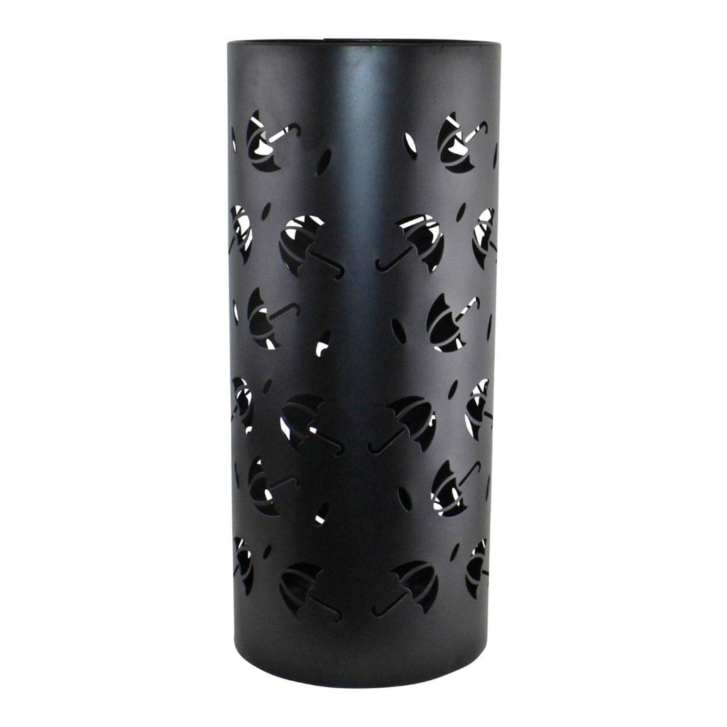 Black Metal Cut Out Umbrella Design Umbrella Stand - Price Crash Furniture