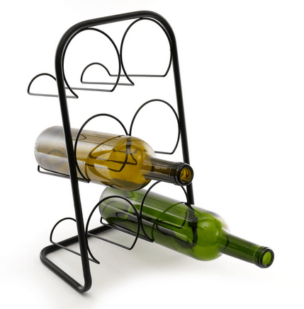 Black Metal Wire 6 Wine Bottle Holder - Price Crash Furniture