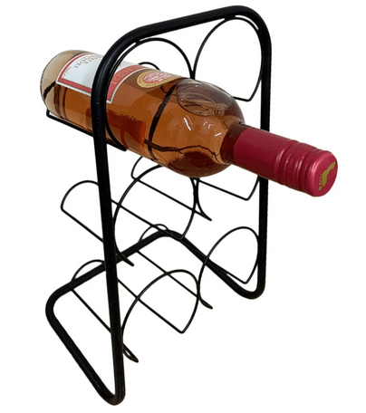 Black Metal Wire 6 Wine Bottle Holder - Price Crash Furniture