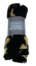 Black Paw Print Fleece Throw 80cm - Price Crash Furniture